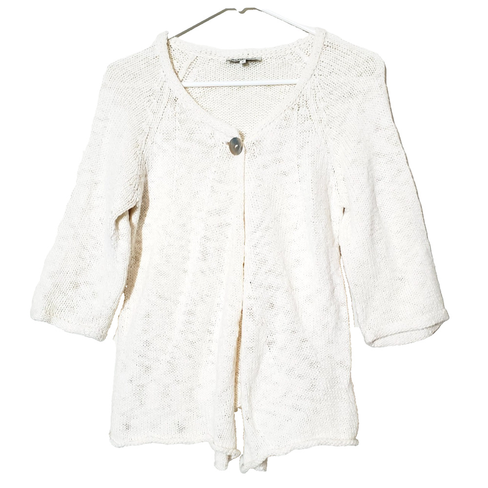 Indigenous Womens Small Sweater ORGANIC COTTON Eco-friendy Cardigan Cream